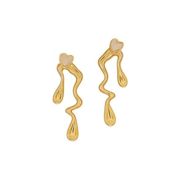 Gold Drip Earrings – Modern Statement, New & Never Used - Picture 2 of 3